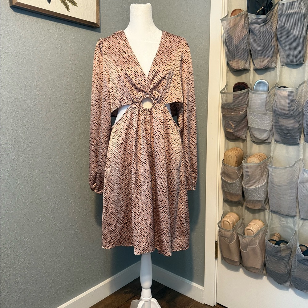 Mittoshop Gold Sequin Wrap Dress with Plunge Neckline